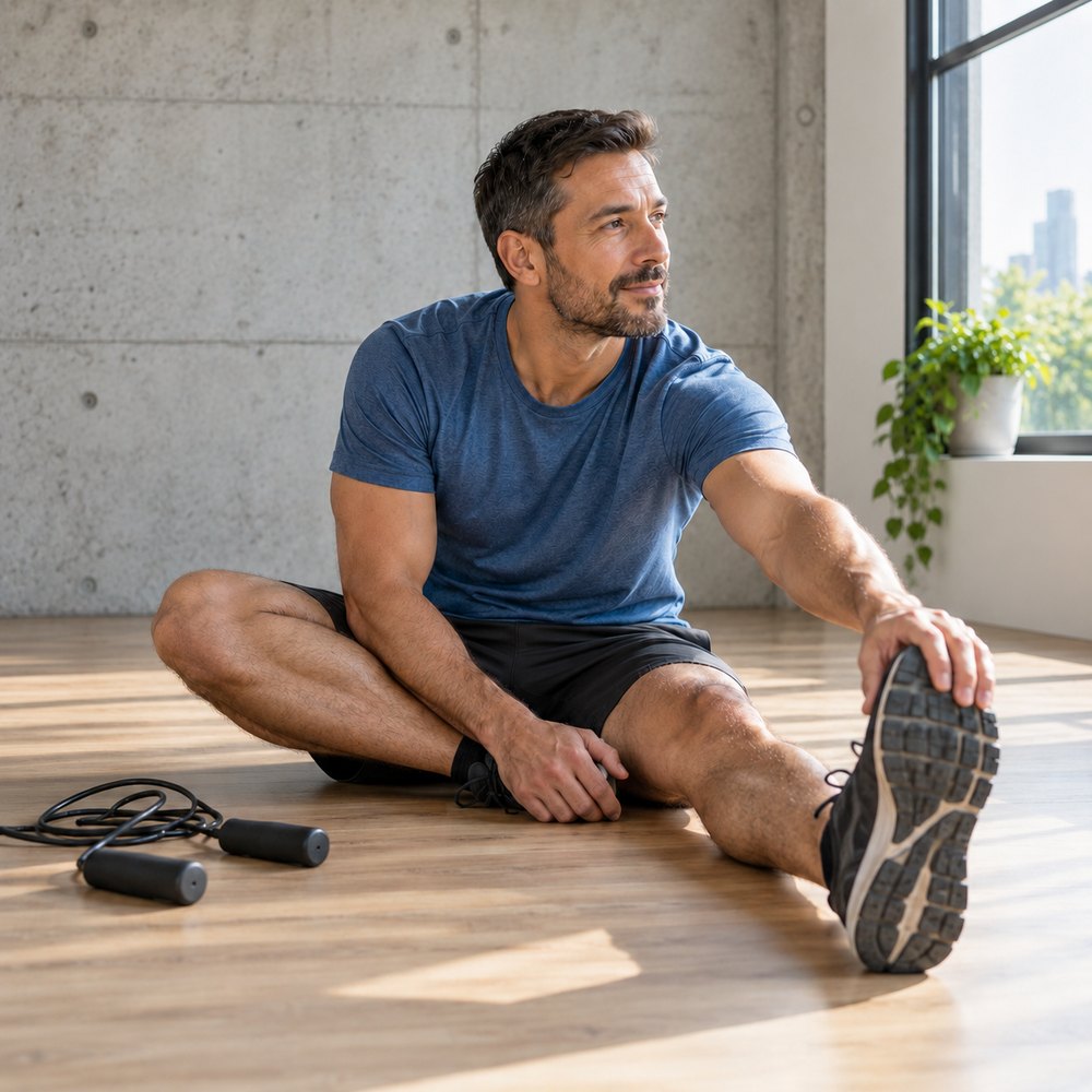 Man stretching after exercise