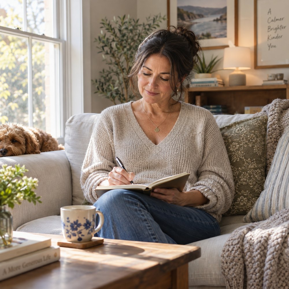 Woman writing in a notebook